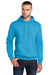 Port & Company PC78H/PC78HT Mens Core Pill Resistant Fleece Hooded Sweatshirt Hoodie w/ Pouch Pocket Neon Blue Model Front