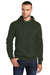 Port & Company PC78H/PC78HT Mens Core Pill Resistant Fleece Hooded Sweatshirt Hoodie w/ Pouch Pocket Olive Green Model Front