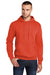 Port & Company PC78H/PC78HT Mens Core Pill Resistant Fleece Hooded Sweatshirt Hoodie w/ Pouch Pocket Orange Model Front