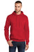 Port & Company PC78H/PC78HT Mens Core Pill Resistant Fleece Hooded Sweatshirt Hoodie w/ Pouch Pocket Red Model Front