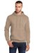 Port & Company PC78H/PC78HT Mens Core Pill Resistant Fleece Hooded Sweatshirt Hoodie w/ Pouch Pocket Sand Brown Model Front