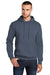 Port & Company PC78H/PC78HT Mens Core Pill Resistant Fleece Hooded Sweatshirt Hoodie w/ Pouch Pocket Steel Blue Model Front