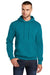 Port & Company PC78H/PC78HT Mens Core Pill Resistant Fleece Hooded Sweatshirt Hoodie w/ Pouch Pocket Teal Green Model Front