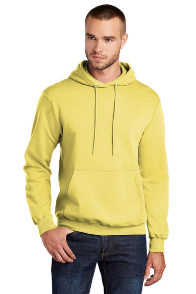 Port & Company PC78H/PC78HT Mens Core Pill Resistant Fleece Hooded Sweatshirt Hoodie w/ Pouch Pocket Yellow Model Front