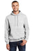 Port & Company PC90H/PC90HT Mens Essential Pill Resistant Fleece Hooded Sweatshirt Hoodie w/ Pouch Pocket Ash Grey Model Front