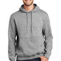 Port & Company Mens Essential Pill Resistant Fleece Hooded Sweatshirt Hoodie w/ Pouch Pocket - Heather Grey