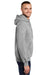 Port & Company PC90H/PC90HT Mens Essential Pill Resistant Fleece Hooded Sweatshirt Hoodie w/ Pouch Pocket Heather Grey Model Side