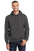 Port & Company PC90H/PC90HT Mens Essential Pill Resistant Fleece Hooded Sweatshirt Hoodie w/ Pouch Pocket Charcoal Grey Model Front