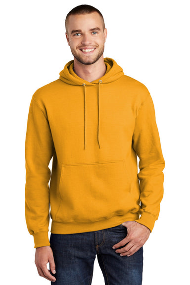 Port & Company PC90H/PC90HT Mens Essential Pill Resistant Fleece Hooded Sweatshirt Hoodie w/ Pouch Pocket Gold Model Front