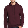 Port & Company Mens Essential Pill Resistant Fleece Hooded Sweatshirt Hoodie w/ Pouch Pocket - Maroon