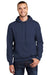 Port & Company PC90H/PC90HT Mens Essential Pill Resistant Fleece Hooded Sweatshirt Hoodie w/ Pouch Pocket Navy Blue Model Front