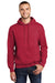 Port & Company PC90H/PC90HT Mens Essential Pill Resistant Fleece Hooded Sweatshirt Hoodie w/ Pouch Pocket Red Model Front