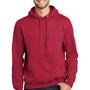 Port & Company Mens Essential Pill Resistant Fleece Hooded Sweatshirt Hoodie w/ Pouch Pocket - Red