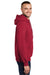 Port & Company PC90H/PC90HT Mens Essential Pill Resistant Fleece Hooded Sweatshirt Hoodie w/ Pouch Pocket Red Model Side