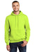 Port & Company PC90H/PC90HT Mens Essential Pill Resistant Fleece Hooded Sweatshirt Hoodie w/ Pouch Pocket Safety Green Model Front