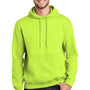 Port & Company Mens Essential Pill Resistant Fleece Hooded Sweatshirt Hoodie w/ Pouch Pocket - Safety Green