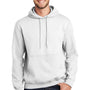 Port & Company Mens Essential Pill Resistant Fleece Hooded Sweatshirt Hoodie w/ Pouch Pocket - White