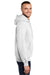 Port & Company PC90H/PC90HT Mens Essential Pill Resistant Fleece Hooded Sweatshirt Hoodie w/ Pouch Pocket White Model Side