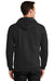 Port & Company PC90ZH/PC90ZHT Mens Essential Pill Resistant Fleece Full Zip Hooded Sweatshirt Hoodie w/ Pockets Jet Black Model Back