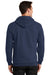 Port & Company PC90ZH/PC90ZHT Mens Essential Pill Resistant Fleece Full Zip Hooded Sweatshirt Hoodie w/ Pockets Navy Blue Model Back