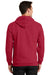 Port & Company PC90ZH/PC90ZHT Mens Essential Pill Resistant Fleece Full Zip Hooded Sweatshirt Hoodie w/ Pockets Red Model Back