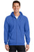 Port & Company PC90ZH/PC90ZHT Mens Essential Pill Resistant Fleece Full Zip Hooded Sweatshirt Hoodie w/ Pockets Royal Blue Model Front