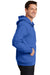 Port & Company PC90ZH/PC90ZHT Mens Essential Pill Resistant Fleece Full Zip Hooded Sweatshirt Hoodie w/ Pockets Royal Blue Model Side
