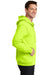 Port & Company PC90ZH/PC90ZHT Mens Essential Pill Resistant Fleece Full Zip Hooded Sweatshirt Hoodie w/ Pockets Safety Green Model Side