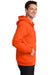 Port & Company PC90ZH/PC90ZHT Mens Essential Pill Resistant Fleece Full Zip Hooded Sweatshirt Hoodie w/ Pockets Safety Orange Model Side
