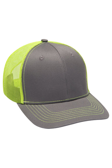 Adams PV112 Mens Eclipse Adjustable Hat Charcoal Grey/Neon Yellow Flat Front