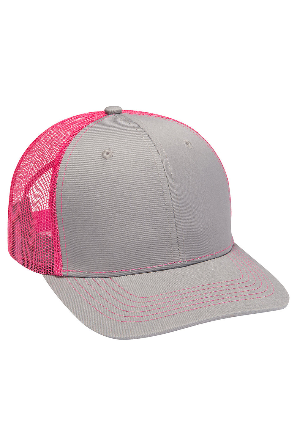 Adams PV112 Mens Eclipse Adjustable Hat Grey/Hot Pink Flat Front