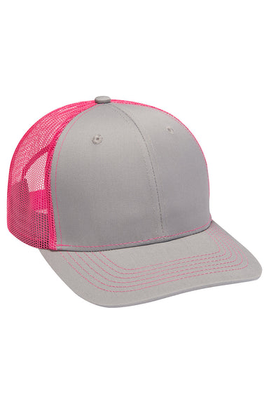 Adams PV112 Mens Eclipse Adjustable Hat Grey/Hot Pink Flat Front
