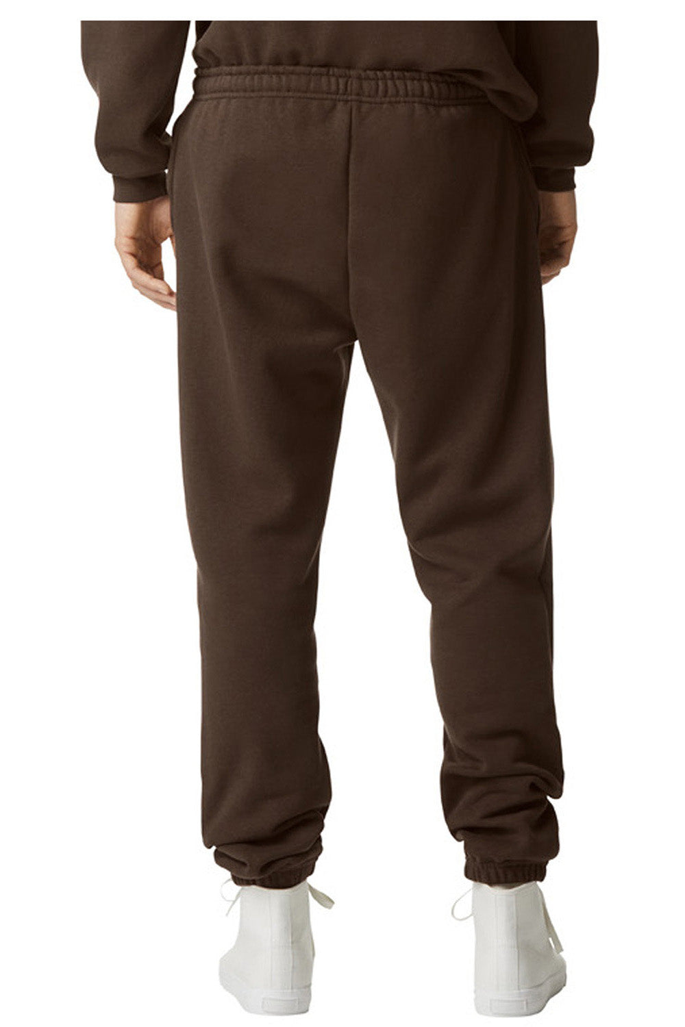 American Apparel RF491 Mens ReFlex Fleece Sweatpants w/ Pockets Brown Model Back