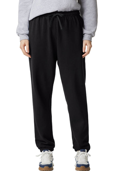 American Apparel RF491 Mens ReFlex Fleece Sweatpants w/ Pockets Black Model Front