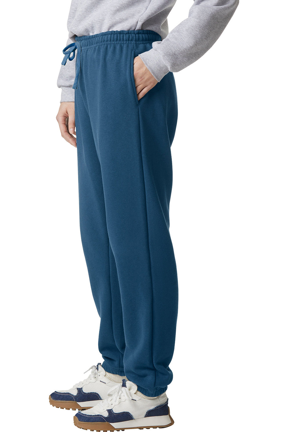 American Apparel RF491 Mens ReFlex Fleece Sweatpants w/ Pockets Sea Blue Model Side