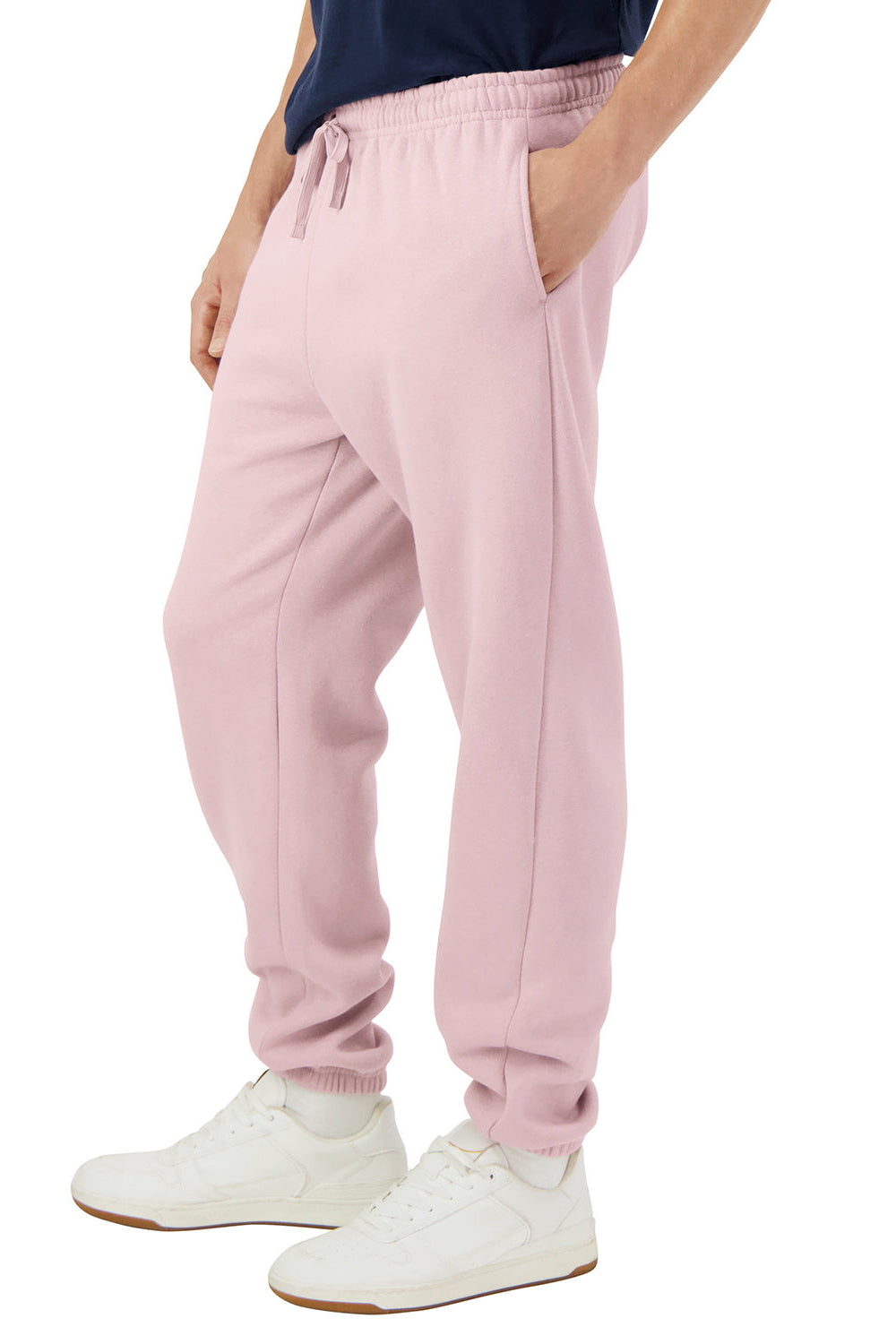 American Apparel RF491 Mens ReFlex Fleece Sweatpants w/ Pockets Blush Pink Model Side