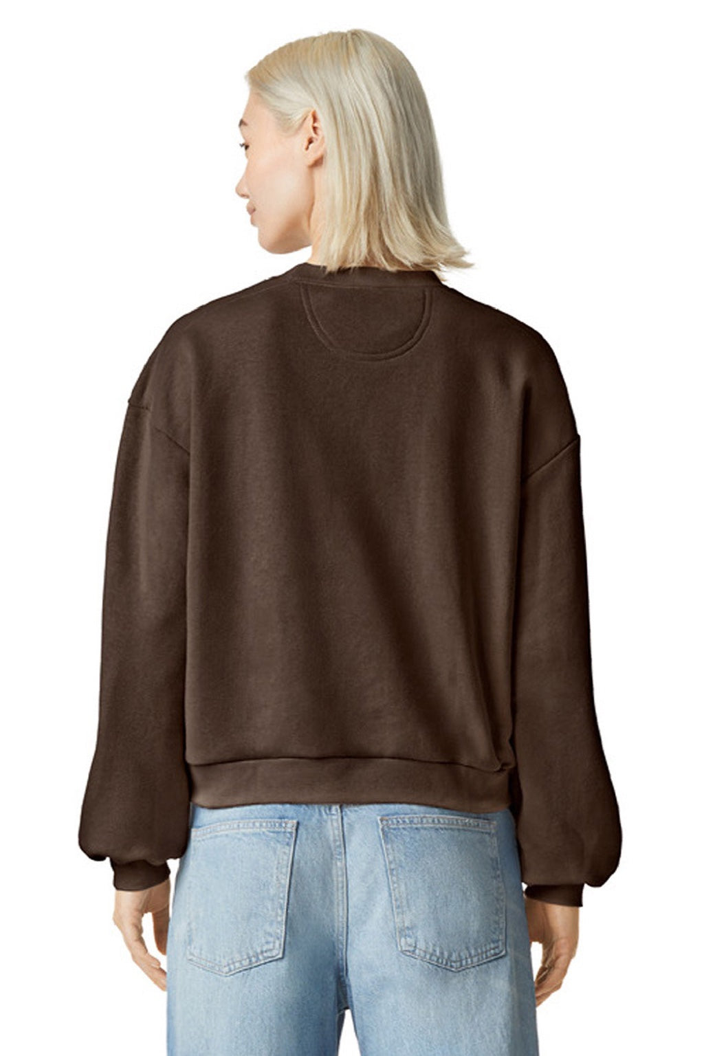American Apparel RF494 Womens ReFlex Fleece Crewneck Sweatshirt Brown Model Side