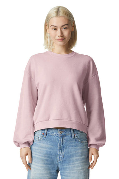 American Apparel RF494 Mens ReFlex Fleece Crewneck Sweatshirt Blush Pink Model Front