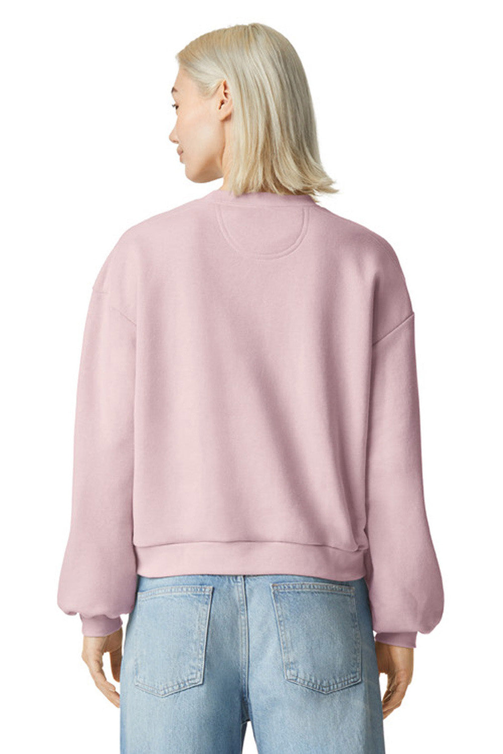 American Apparel RF494 Mens ReFlex Fleece Crewneck Sweatshirt Blush Pink Model Back