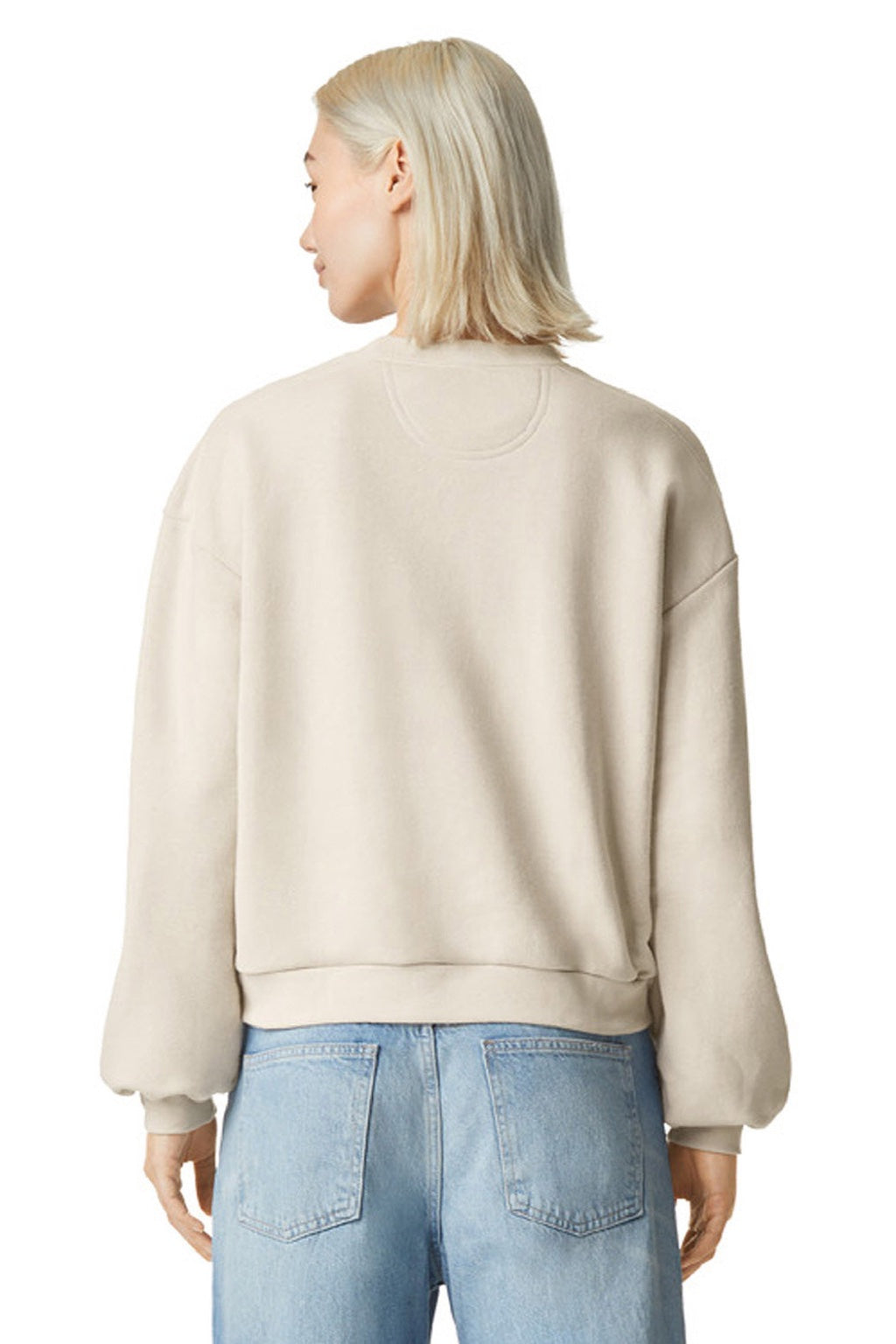 American Apparel RF494 Womens ReFlex Fleece Crewneck Sweatshirt Bone Model Back