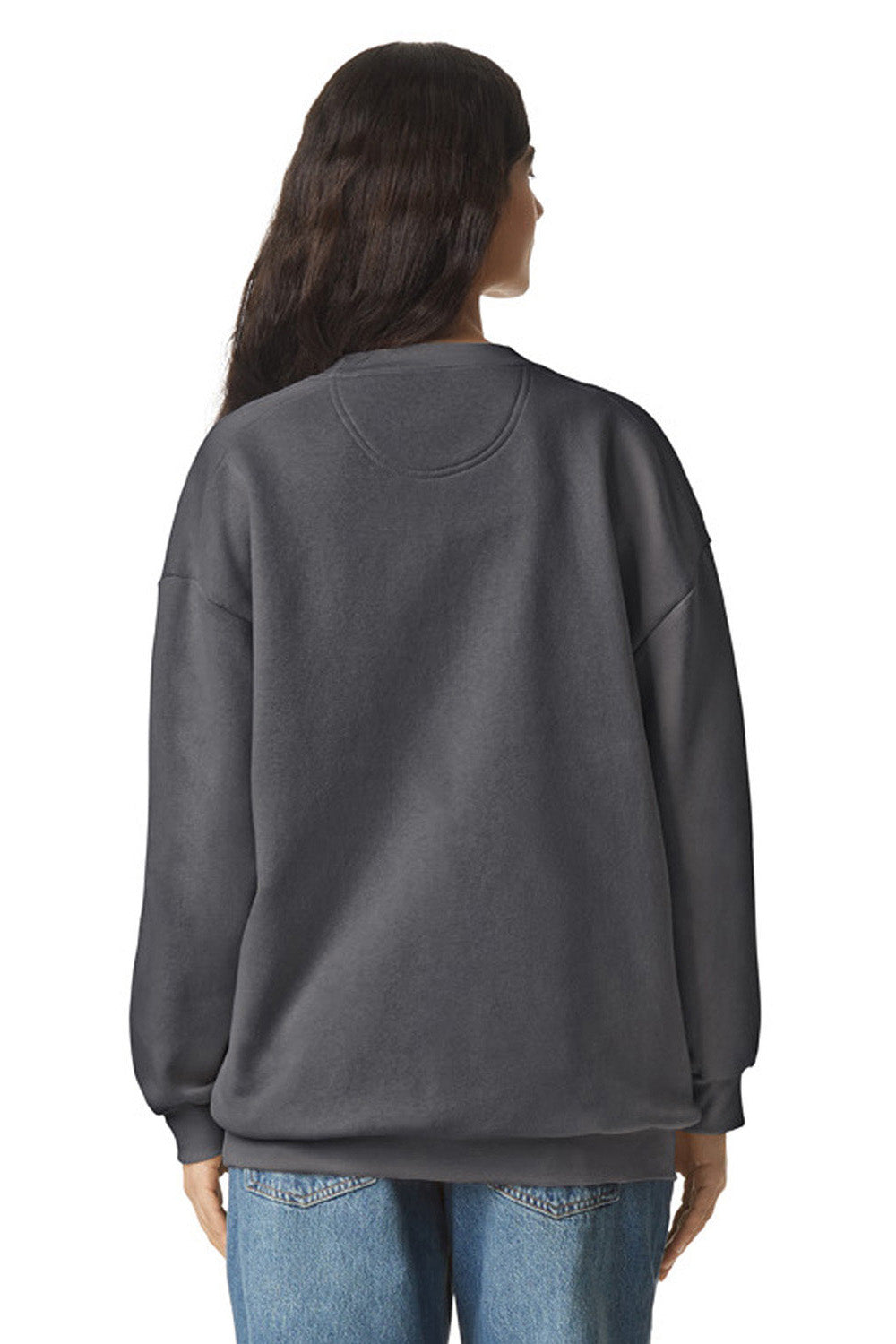 American Apparel RF496 Mens ReFlex Fleece Crewneck Sweatshirt Asphalt Grey Model Back