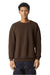 American Apparel RF496 Mens ReFlex Fleece Crewneck Sweatshirt Brown Model Front