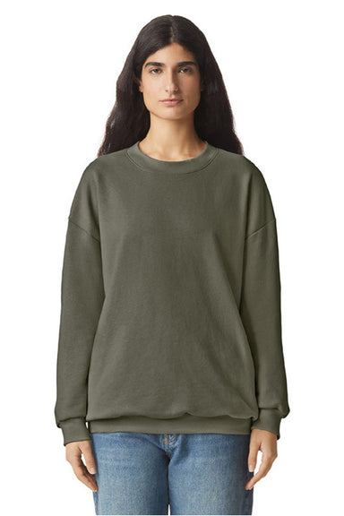 American Apparel RF496 Mens ReFlex Fleece Crewneck Sweatshirt Lieutenant Green Model Front