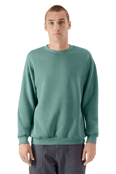 American Apparel RF496 Mens ReFlex Fleece Crewneck Sweatshirt Arctic Green Model Front