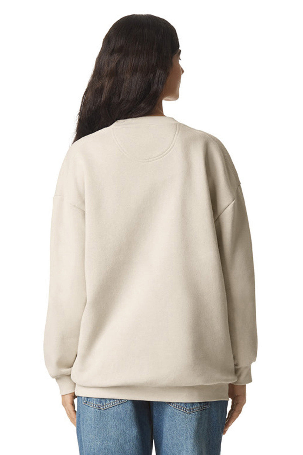 American Apparel RF496 Mens ReFlex Fleece Crewneck Sweatshirt Bone Model Back