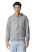 American Apparel RF497 Mens ReFlex Fleece Full Zip Hooded Sweatshirt Hoodie w/ Pockets Heather Grey Model Front