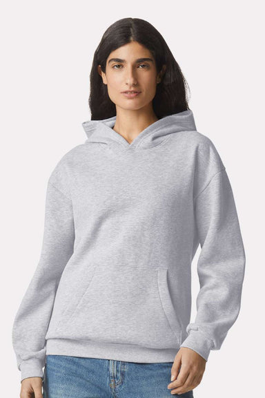 American Apparel RF498 Mens ReFlex Fleece Hooded Sweatshirt Hoodie w/ Pouch Pocket Heather Grey Model Front