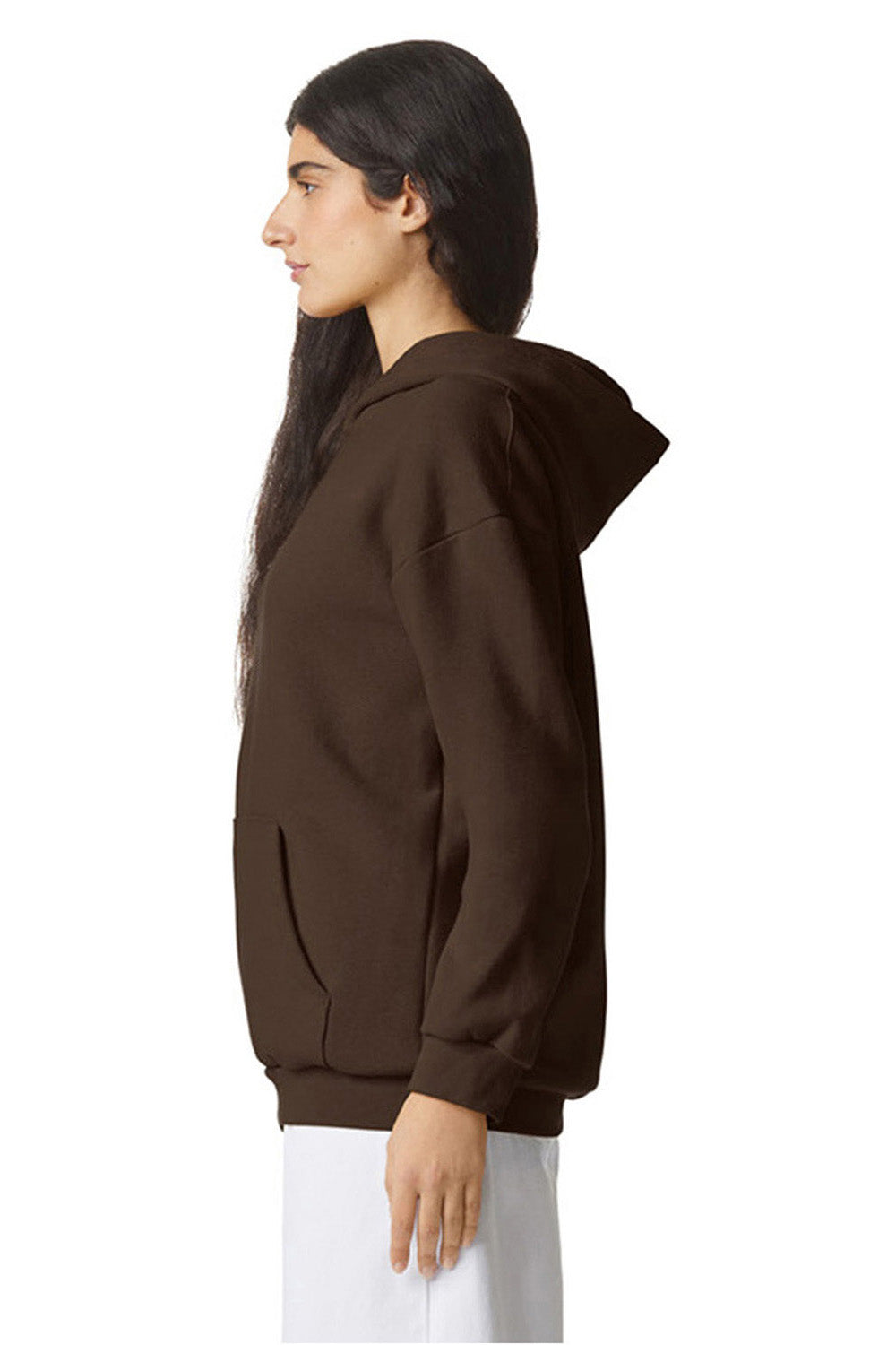 American Apparel RF498 Mens ReFlex Fleece Hooded Sweatshirt Hoodie Brown Model Side