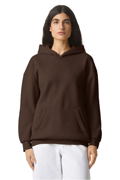 American Apparel RF498 Mens ReFlex Fleece Hooded Sweatshirt Hoodie w/ Pouch Pocket Brown Model Front