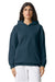 American Apparel RF498 Mens ReFlex Fleece Hooded Sweatshirt Hoodie w/ Pouch Pocket Sea Blue Model Front